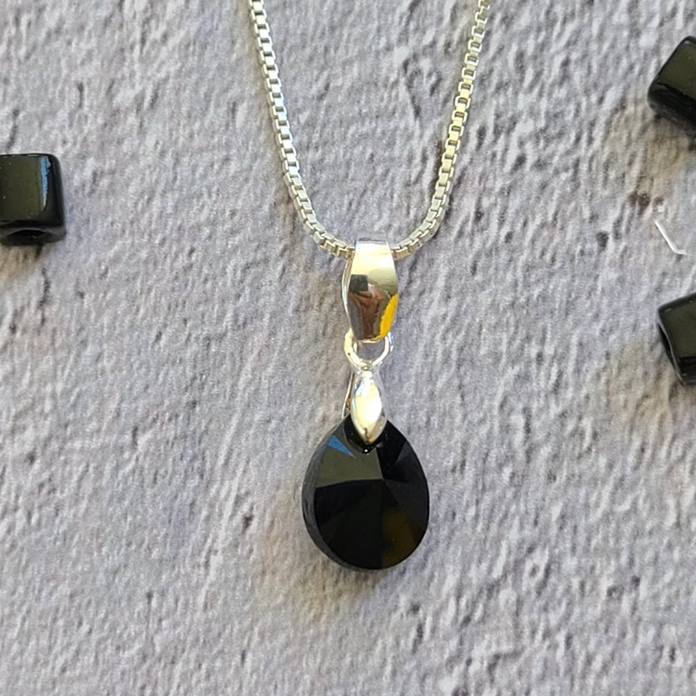 Swarovski® Crystal Black Pendant on a Chain